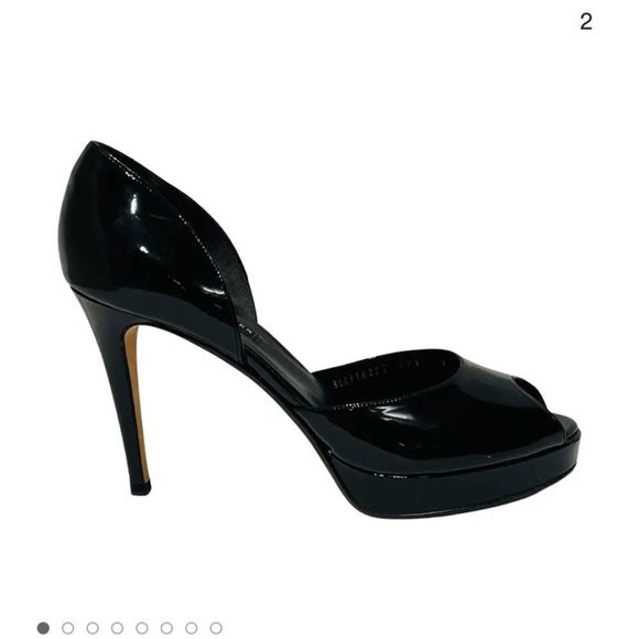 Ralph Lauren Purple Label Women’s Sz 9B Black Patent Leather Peep Toe Heels - Picture 15 of 16